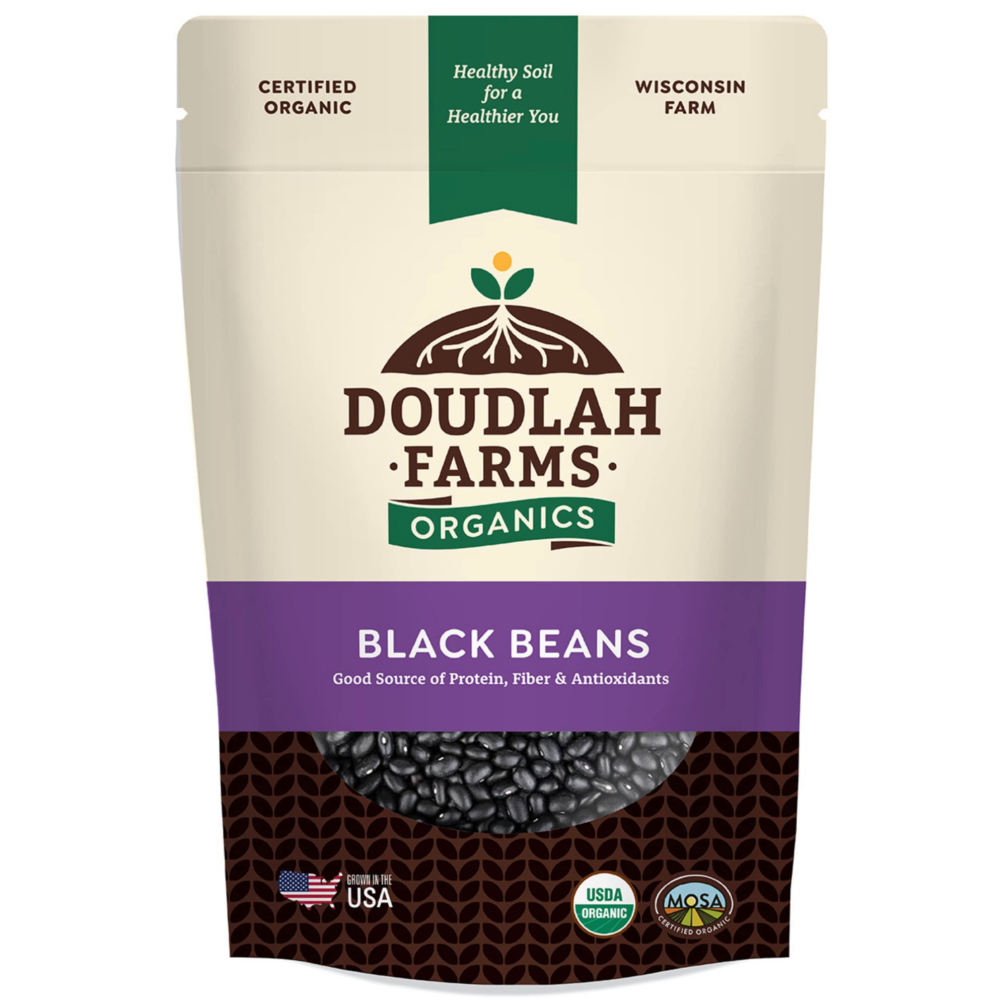 Doudlah Farms organic dried black beans 1lb – front view for versatile meals