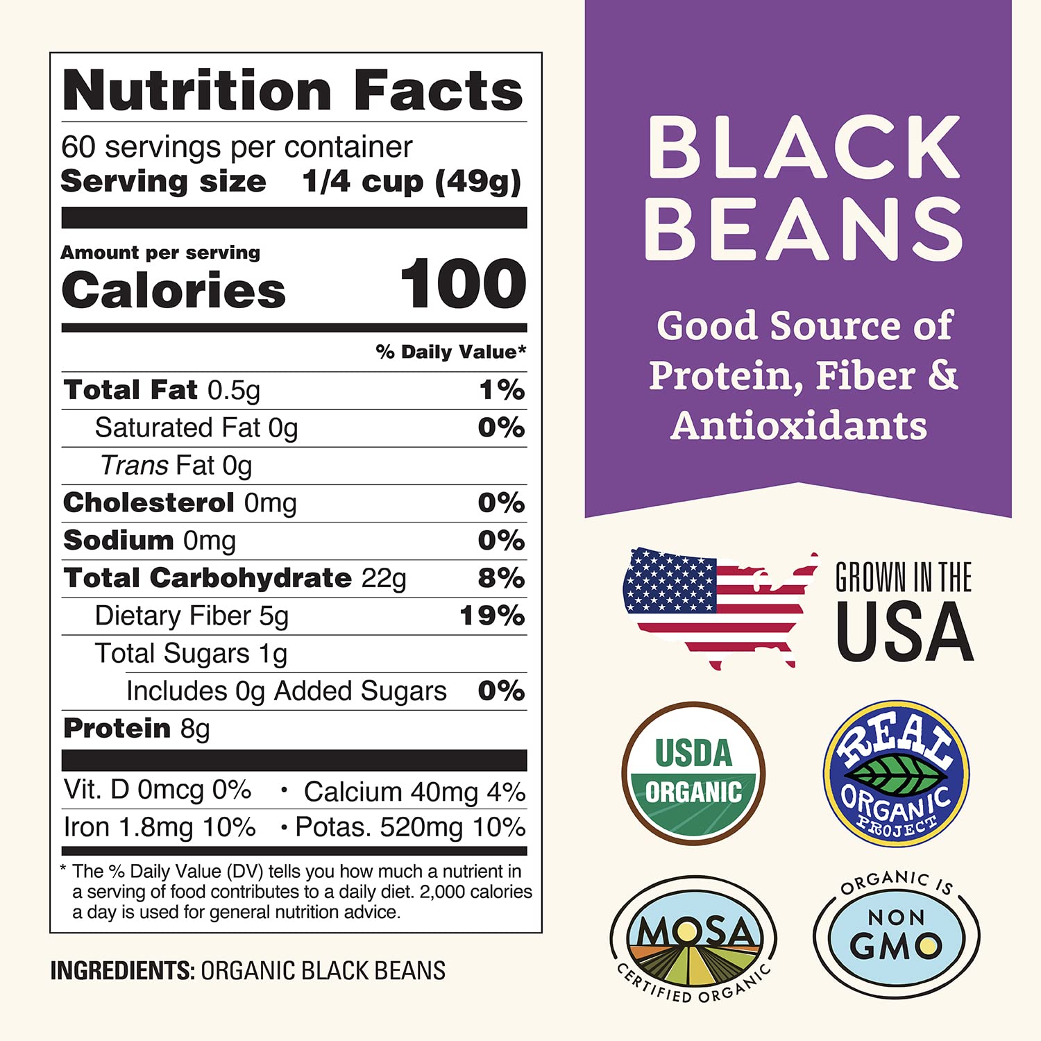 Doudlah Farms unsalted black beans raw for low-sodium, heart-friendly meals