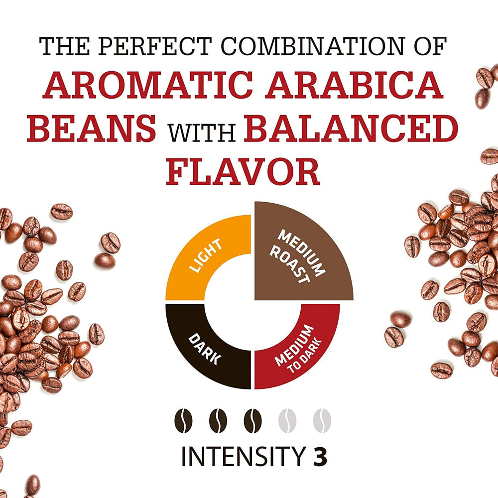 Pouring Douwe Egberts Pure Gold medium roast coffee for a balanced cup