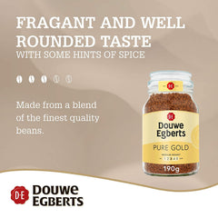 Freeze-dried Douwe Egberts Pure Gold coffee powder close-up