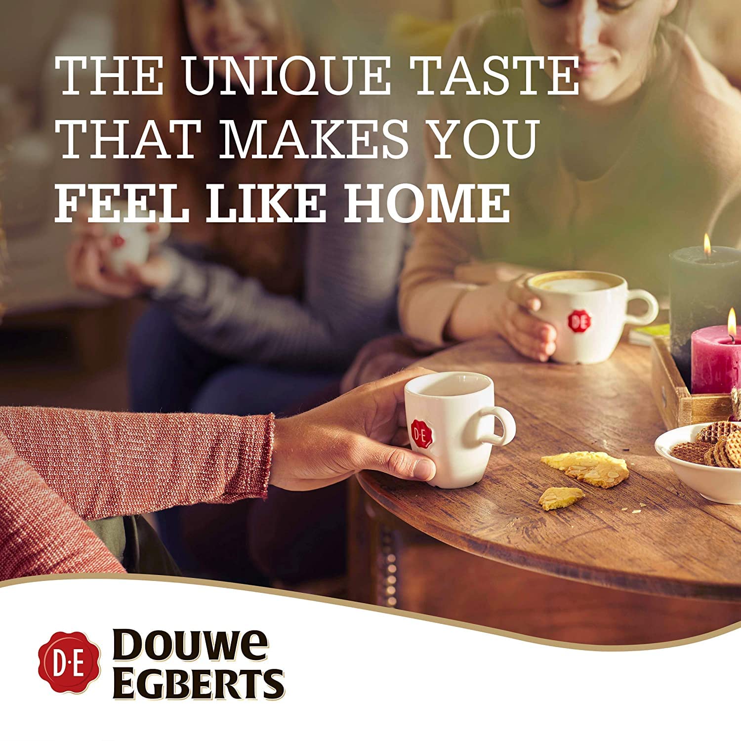 Morning kitchen scene with Douwe Egberts Pure Gold on the counter