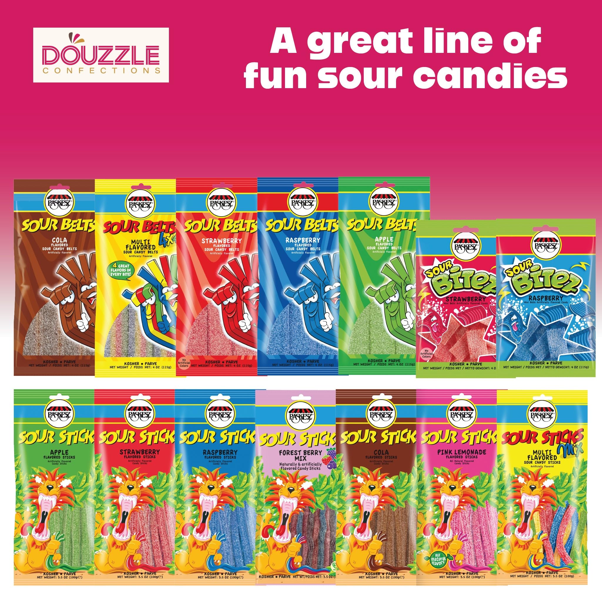 DOUzzle Kosher Parve licorice laces strawberry – strawberry flavor chews for celebrations and snack time.