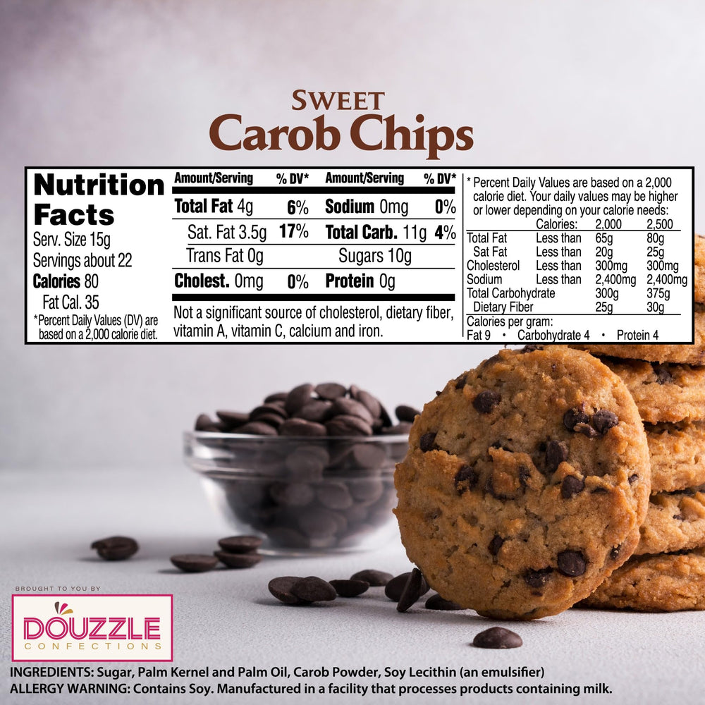 DOUzzle Sweet Carob Chips added to cookie dough as a natural substitute.