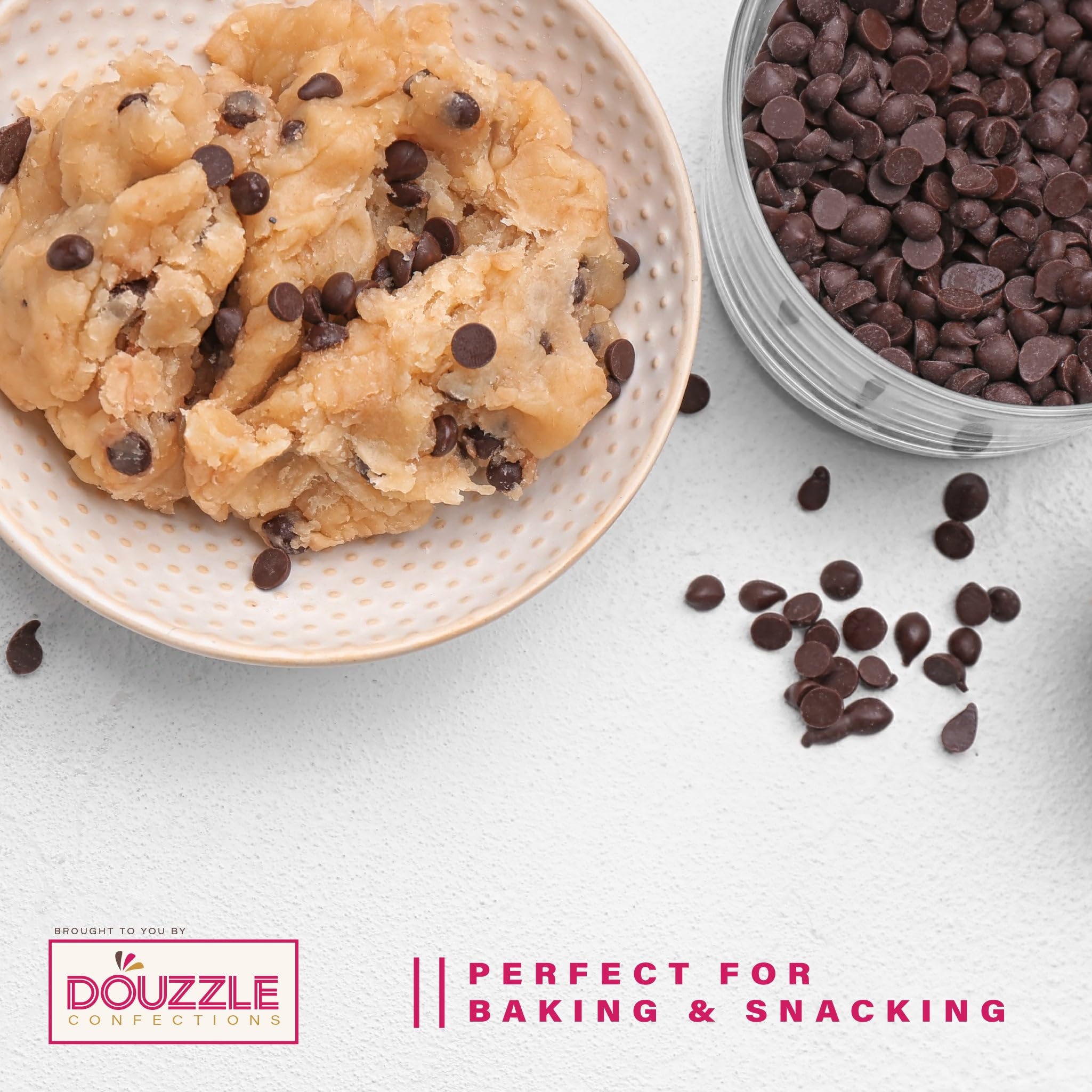 DOUzzle Sweet Carob Chips listed as a natural chocolate alternative on ingredients label.