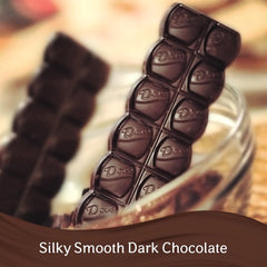 Close-up of Dove dark chocolate bar foil wrap highlighting smooth texture for desserts