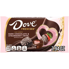 Dove Dark Chocolate Strawberry bag front shows gift-ready packaging for sharing.