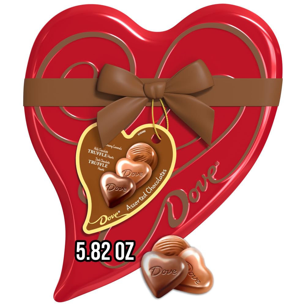 DOVE heart tin with assorted chocolates for gifting and sharing.