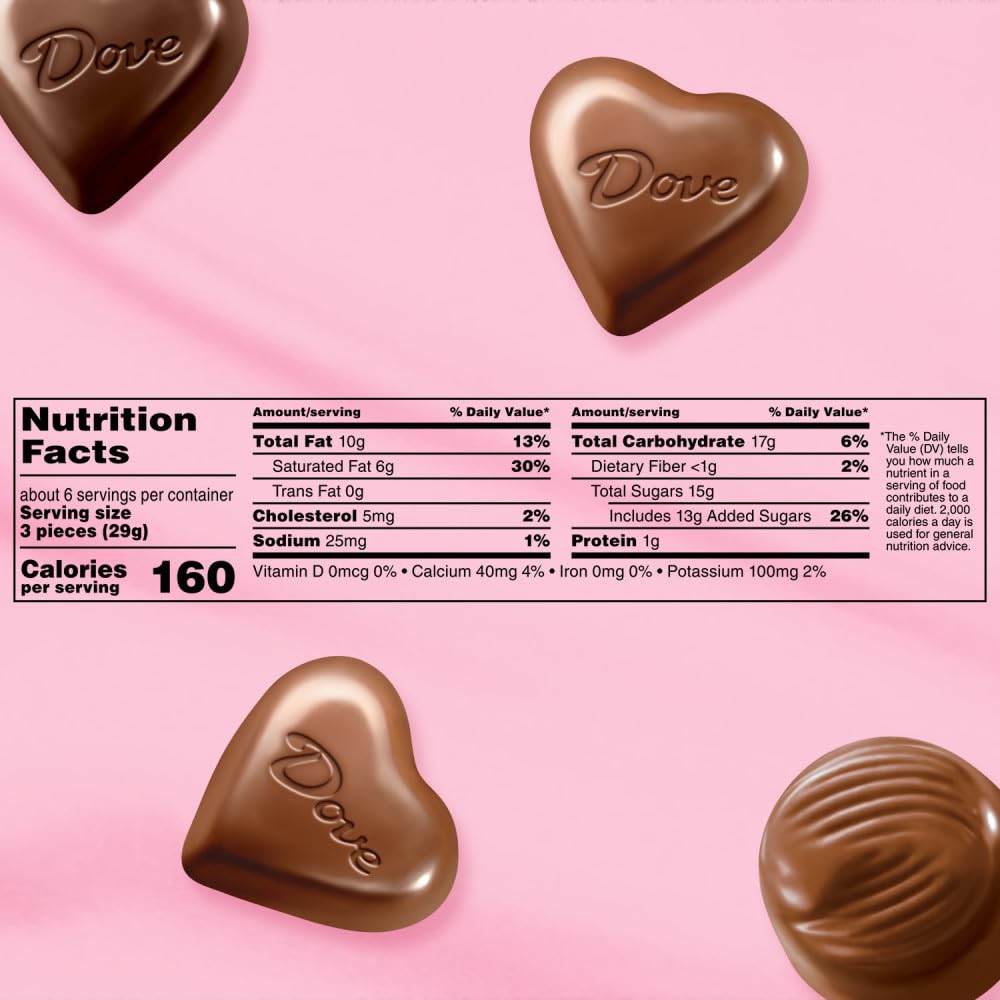 DOVE milk and dark chocolate heart truffles offer variety for romance.