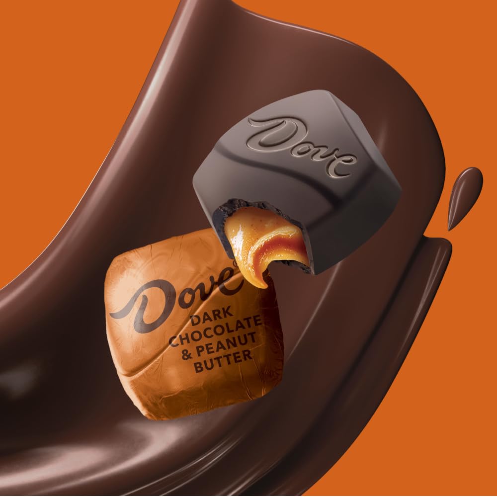 Dove Promises dark chocolate peanut butter candy bag layout for countertop display