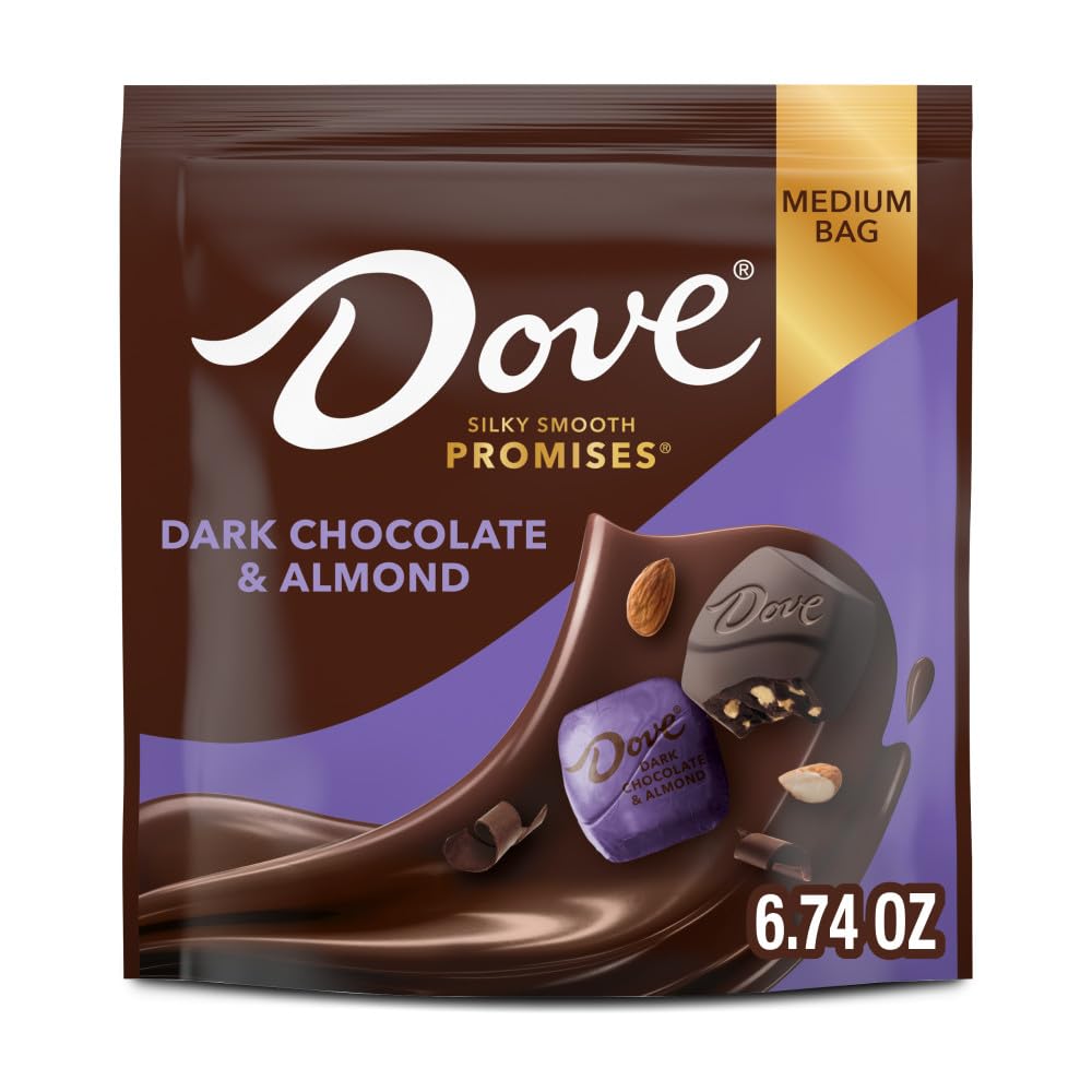 Dove Promises dark chocolate and almonds bag ready for sharing and gifting.