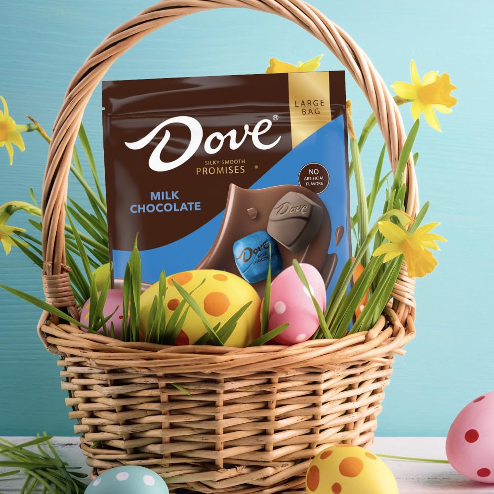 DOVE PROMISES milk chocolate pieces for Easter egg hunts.