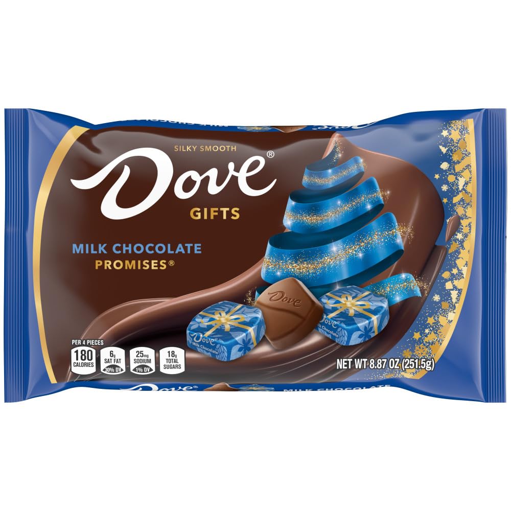 Individually wrapped Dove Promises chocolates ready for stockings