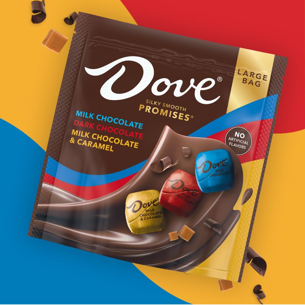 Dove Promises milk chocolate and caramel variety provides sweet contrast.