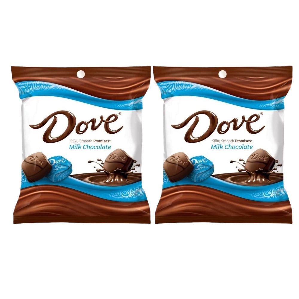 Dove Promises mini milk chocolate pegs bag closeup for sharing and snacking.