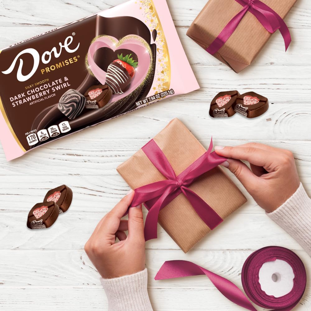 Dove Strawberries and chocolate blend highlights premium cacao and balanced sweetness.