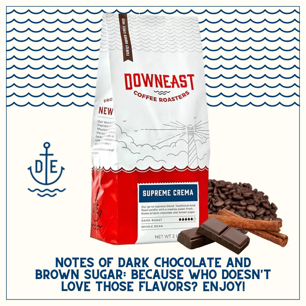 Downeast Supreme Crema Espresso shot crema highlights creamy texture.