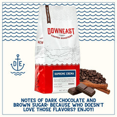 Downeast Supreme Crema Espresso shot crema highlights creamy texture.