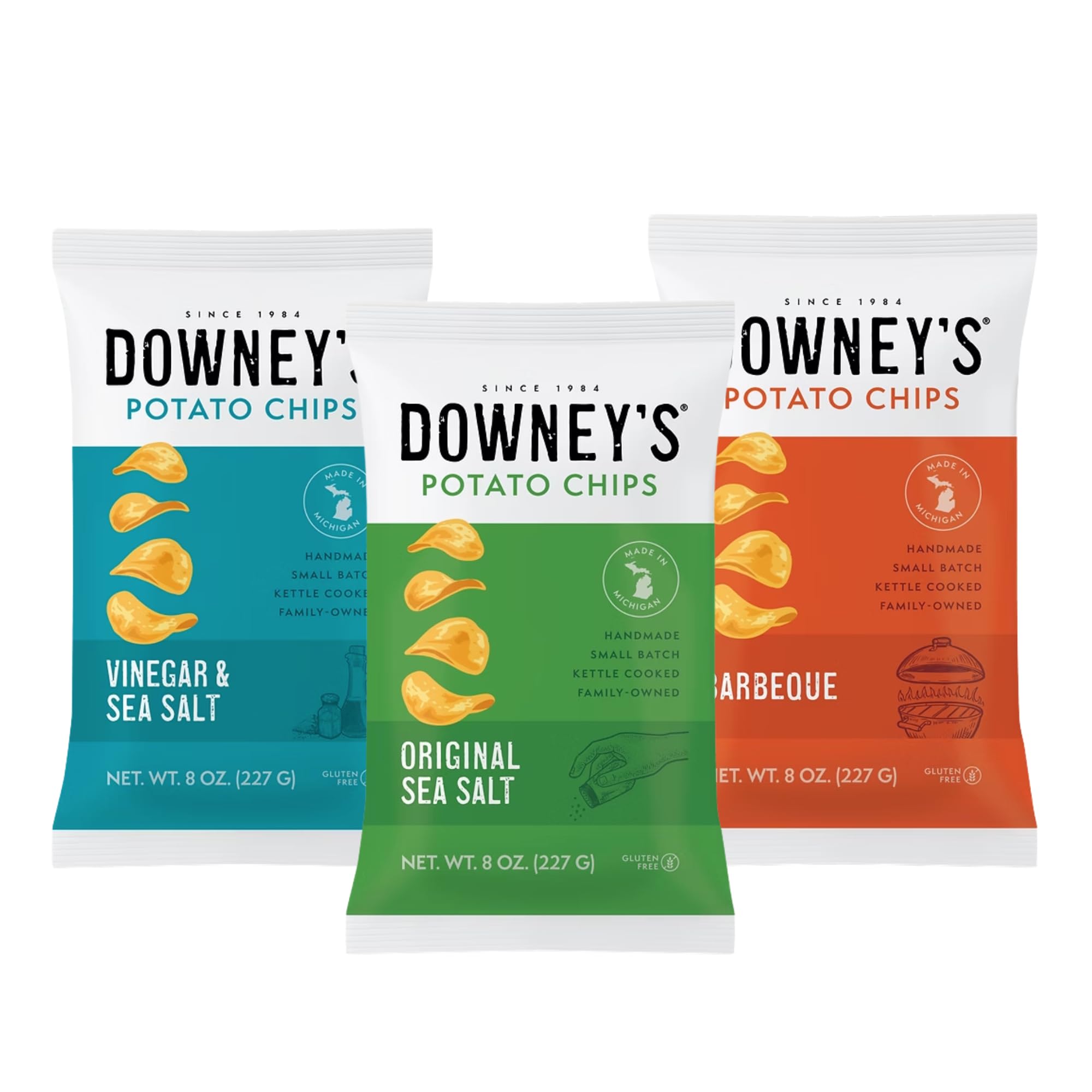 Downey's No Salt Kettle Chips ready to snack as a gluten-free treat.