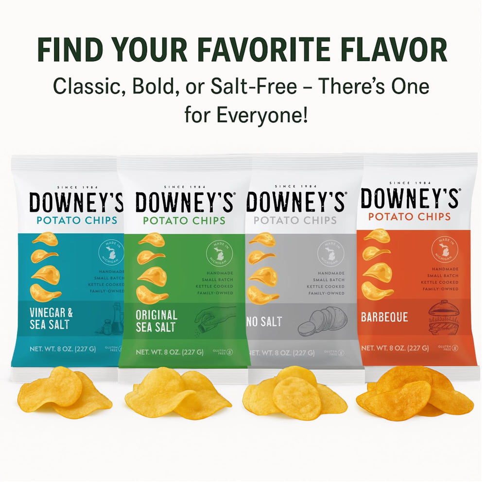 Downey's No Salt Kettle Chips being hand-sorted in Waterford, Michigan.
