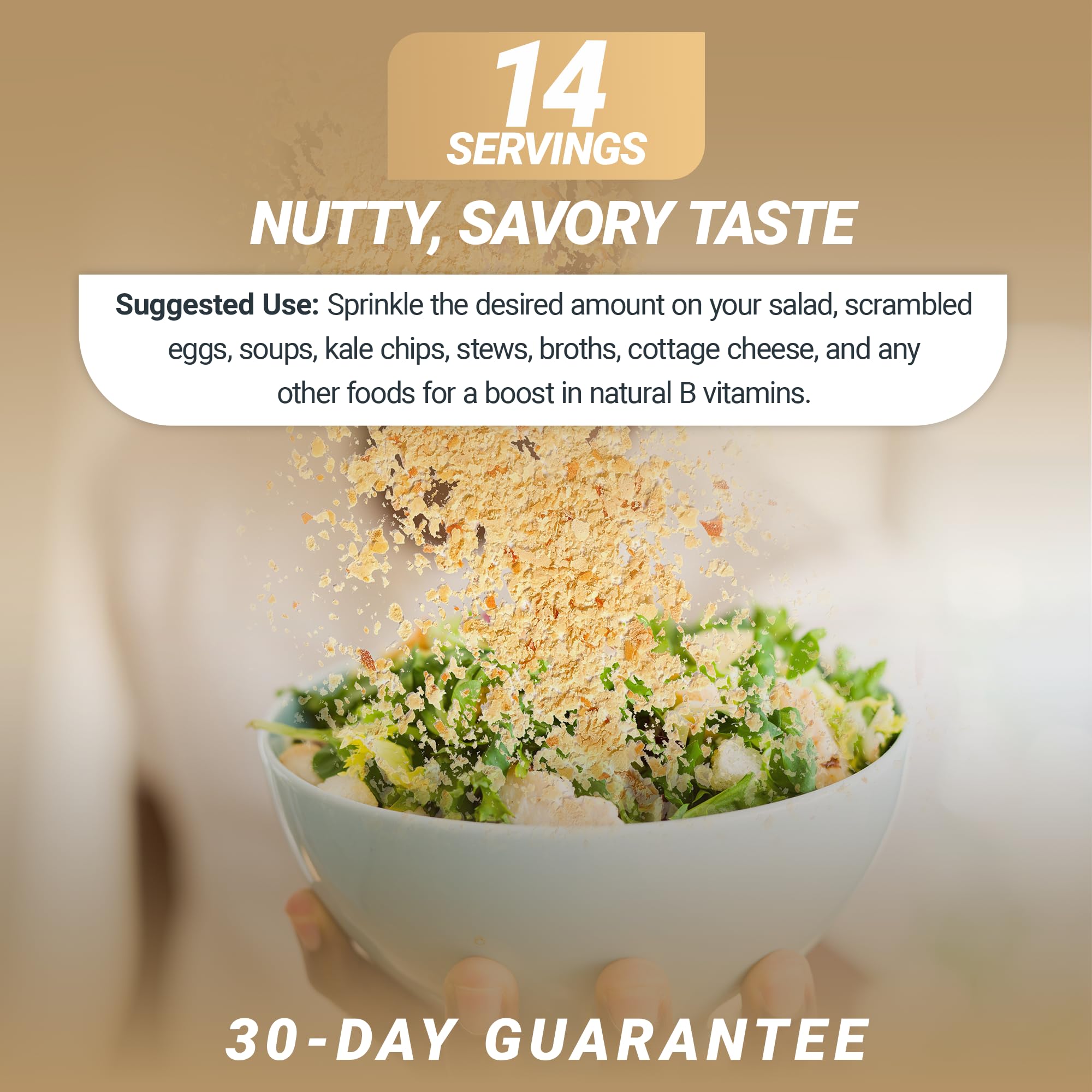 Dr. Berg Premium Nutritional Yeast Flakes recipe idea on kitchen counter.