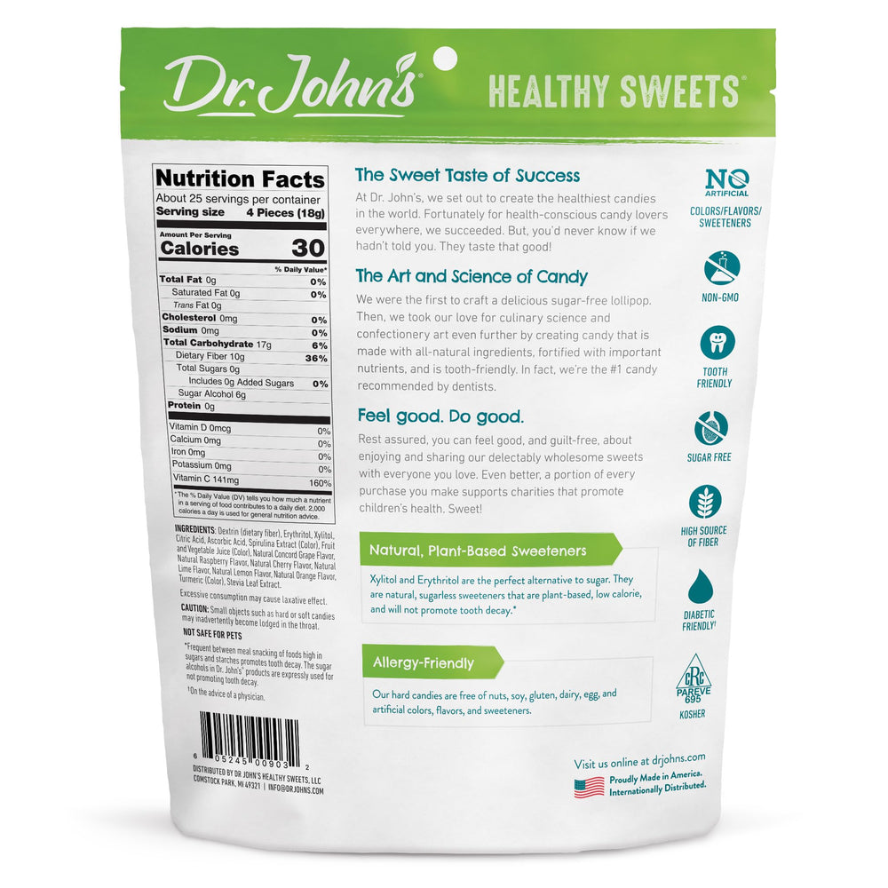 Dr. John's dye-free candies show natural colors and flavors.