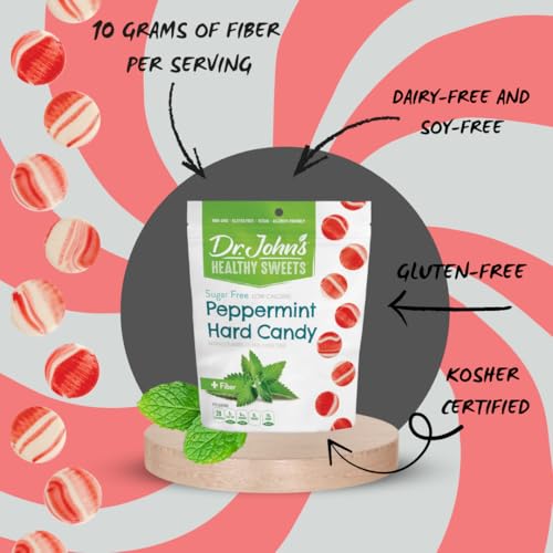 Dr. John's peppermint candy with 10 g fiber per serving