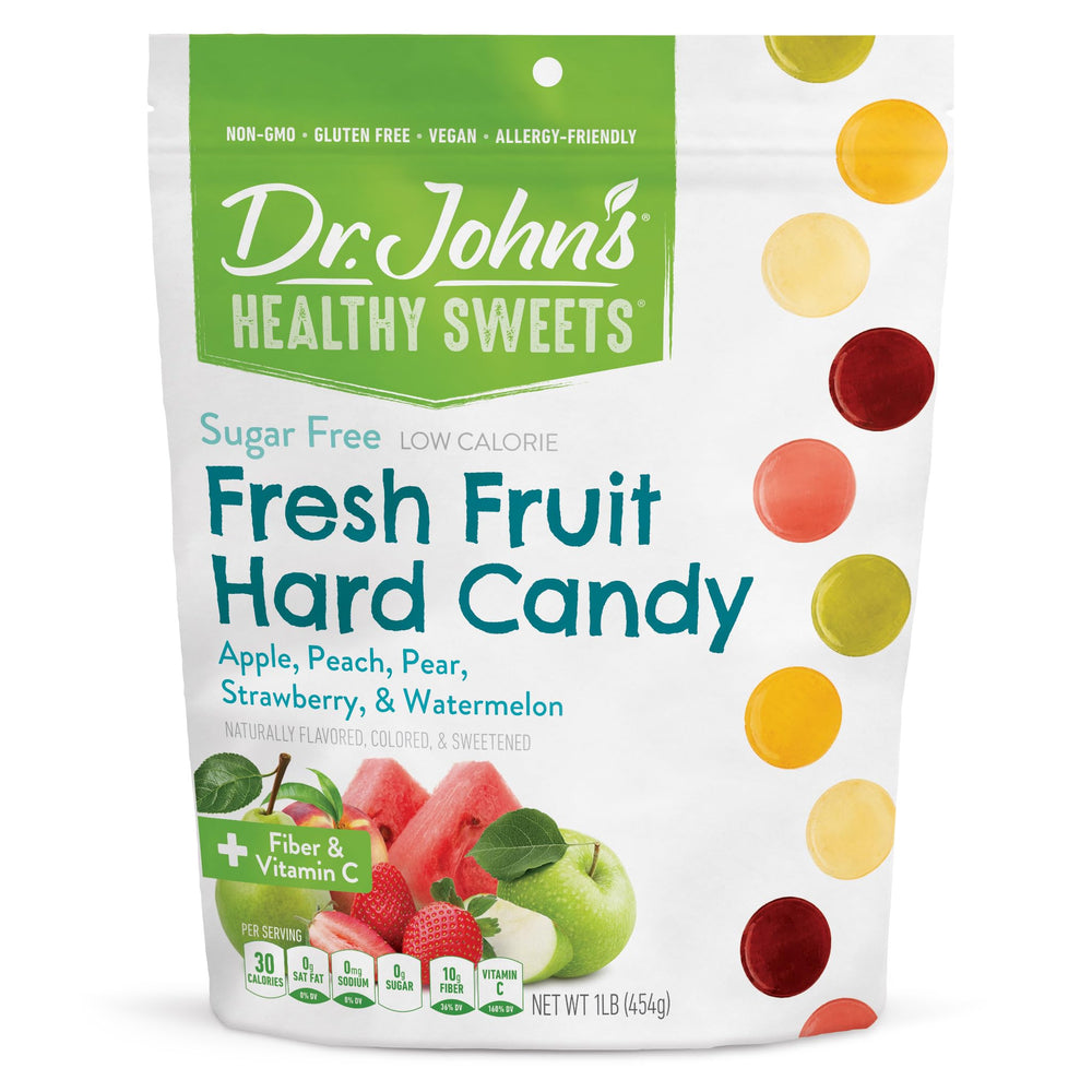 Dr. John’s Healthy Sweets hard candies in assorted fruit flavors ideal for guilt-free snacking