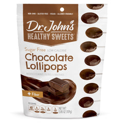 Dr. John's Healthy Sweets oval lollipops packaging highlights a sugar-free, low-calorie treat option