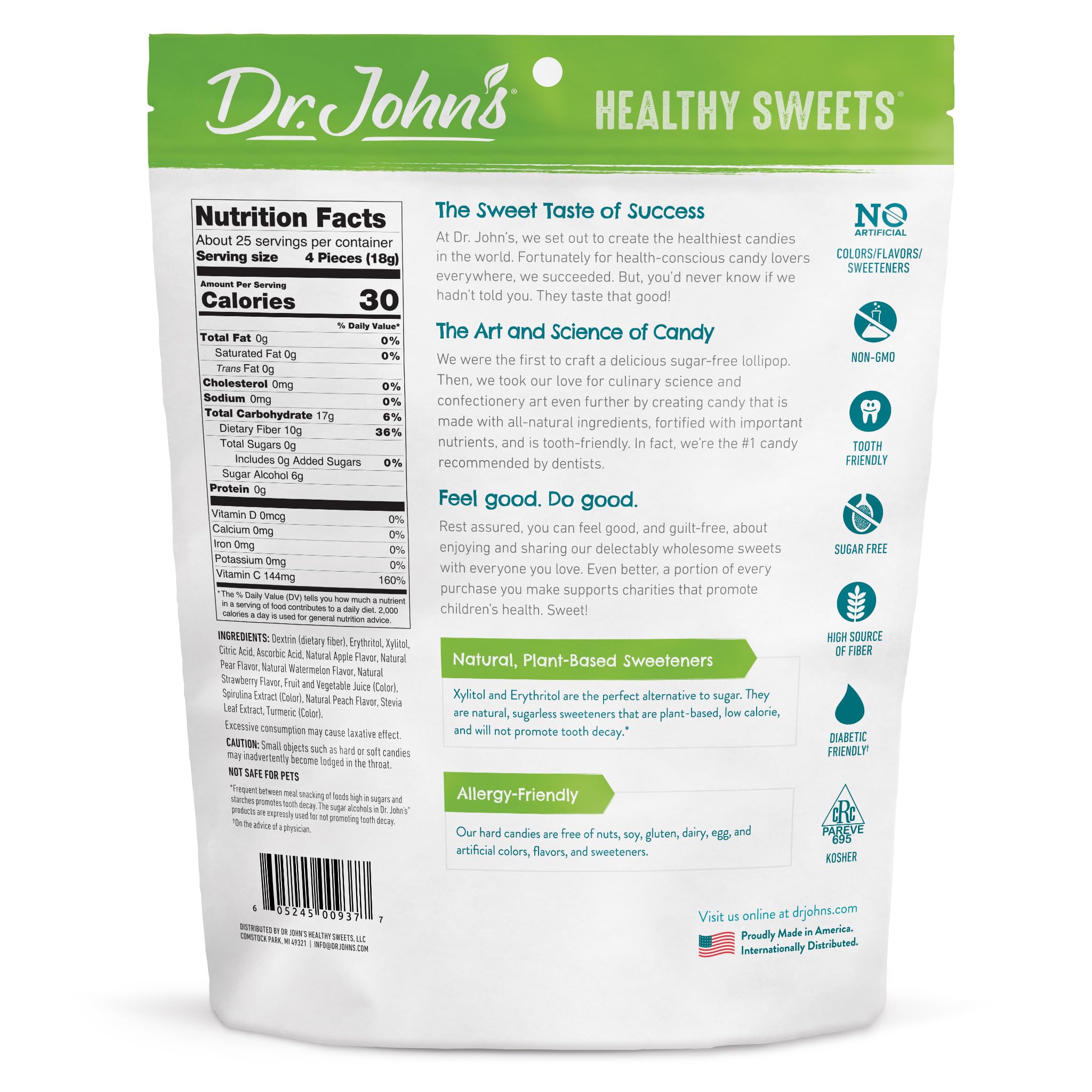 Dr. John’s Healthy Sweets sugar-free candies in resealable bag suitable for keto