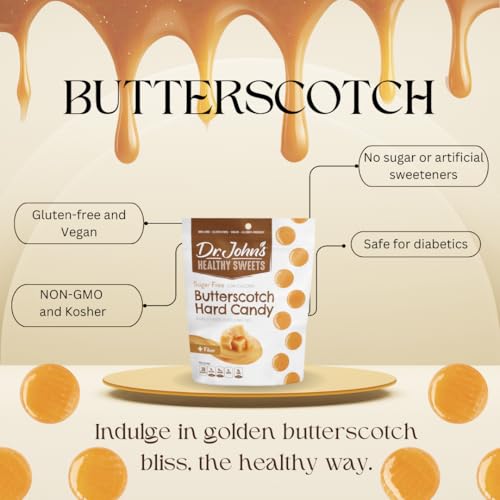 Dr. John's Healthy Sweets Sugar Free Butterscotch Candy value size promotes budget-friendly stocking.