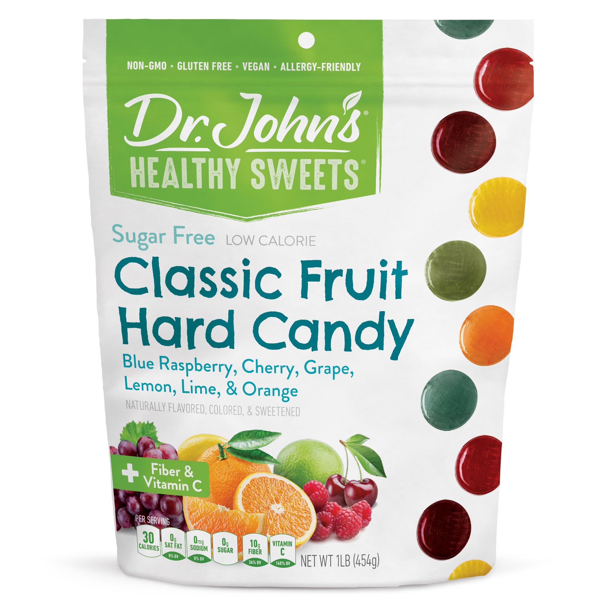 Dr. John's Healthy Sweets zero-sugar candies in assorted fruit flavors.