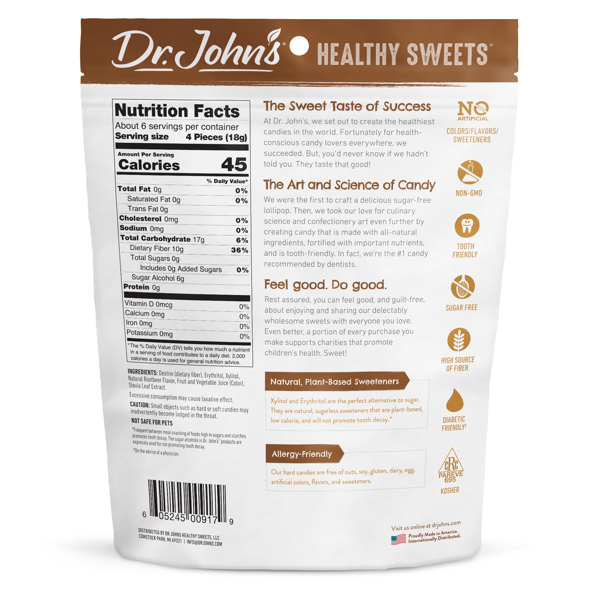 Dr. John's Root Beer Candy with individually wrapped pieces for lunchboxes.