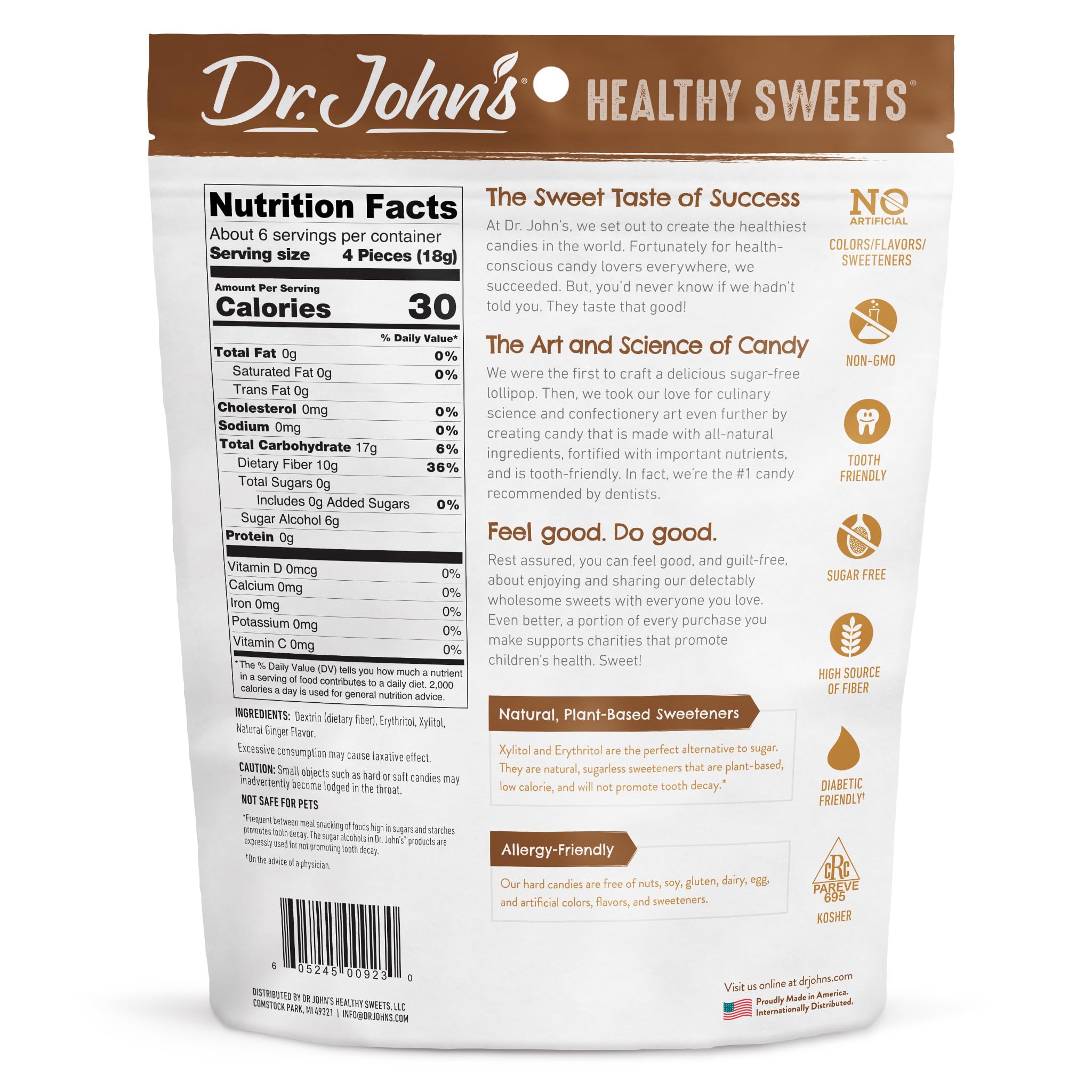 Individually wrapped Dr. John’s Ginger Candy preserves flavor and texture
