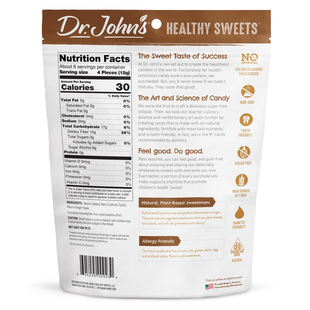Individually wrapped Dr. John’s Ginger Candy preserves flavor and texture