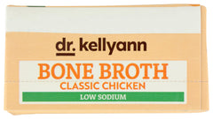 Dr. Kellyann bone chicken broth on counter suggests quick, comforting base for soups