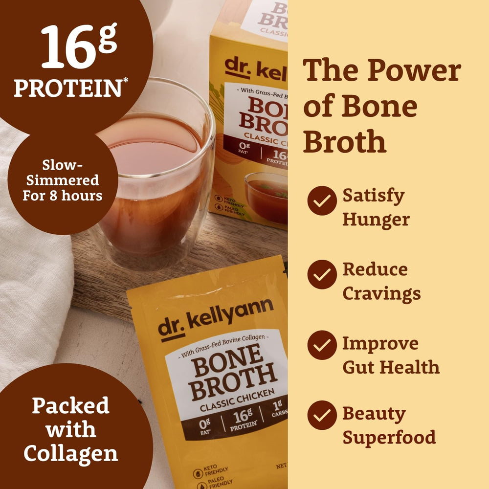 Dr. Kellyann keto-friendly bone broth packet ideal for low-carb meals