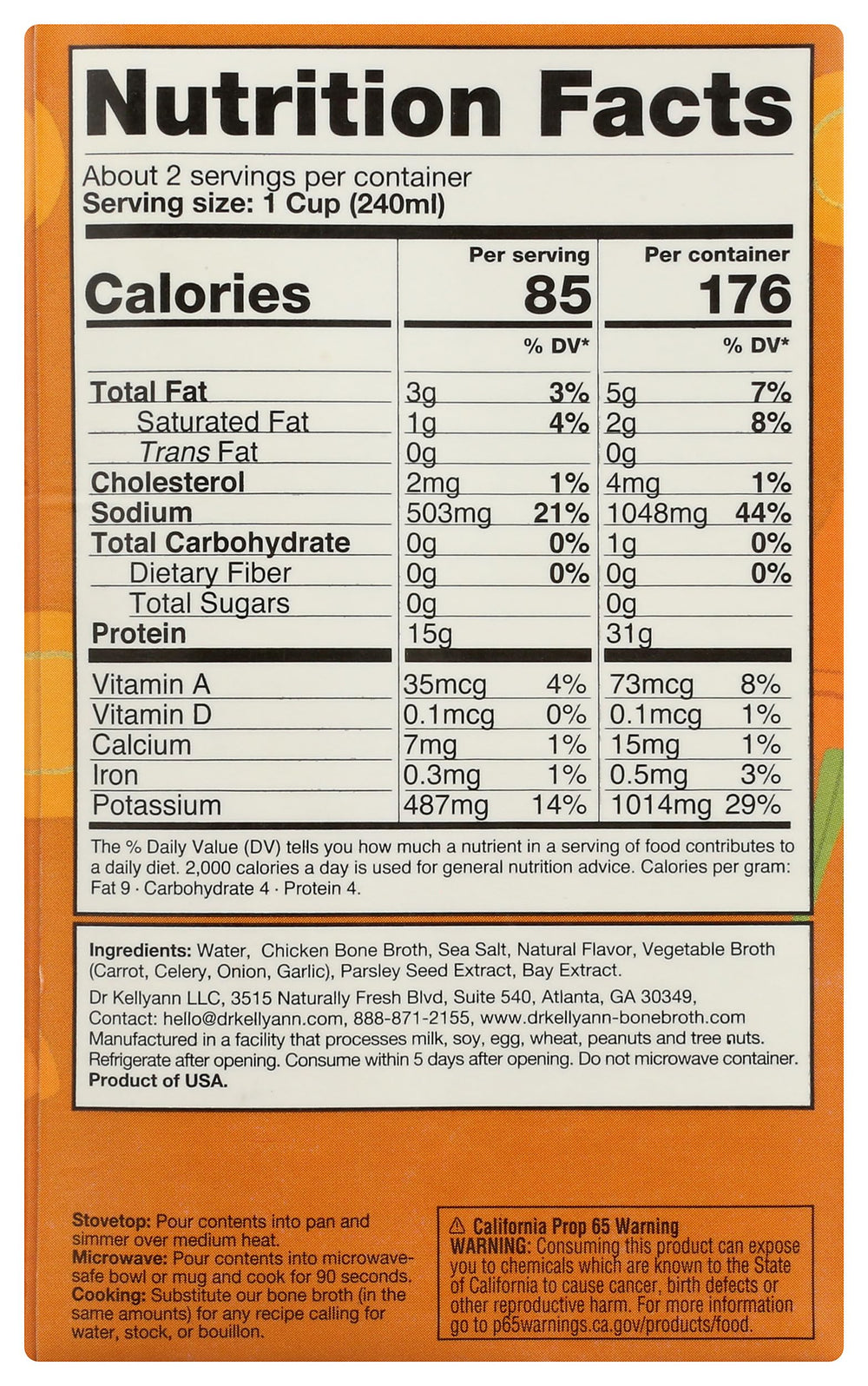 Dr. Kellyann bone broth bottle pour reveals smooth flow for quick drinks