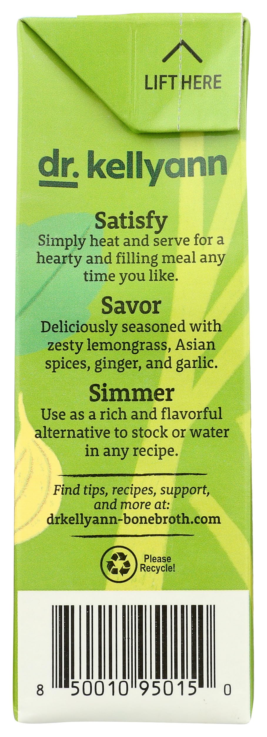 Dr. Kellyann Thai Lemongrass Bone Broth steaming bowl ready for a comforting serving.