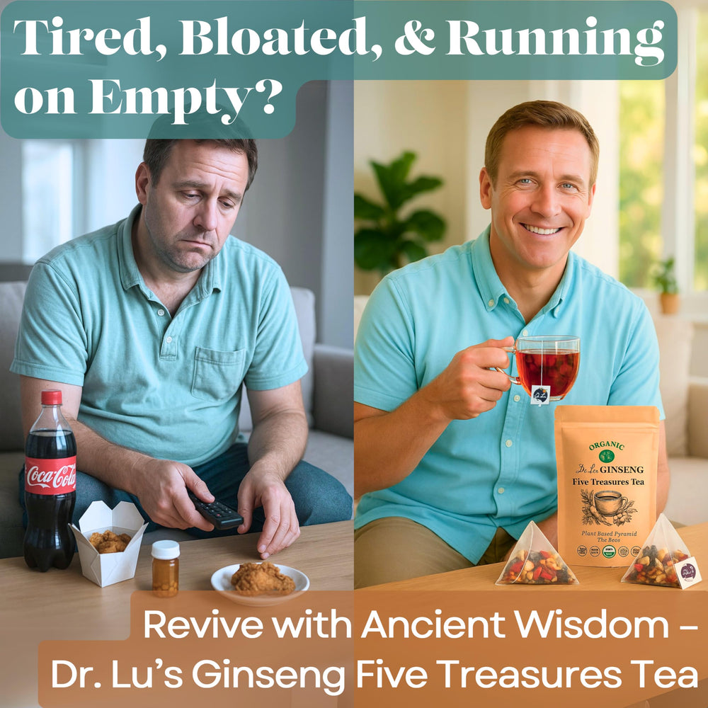 Dr. Lu Ginseng maca root herbal tea mix for everyday wellness.