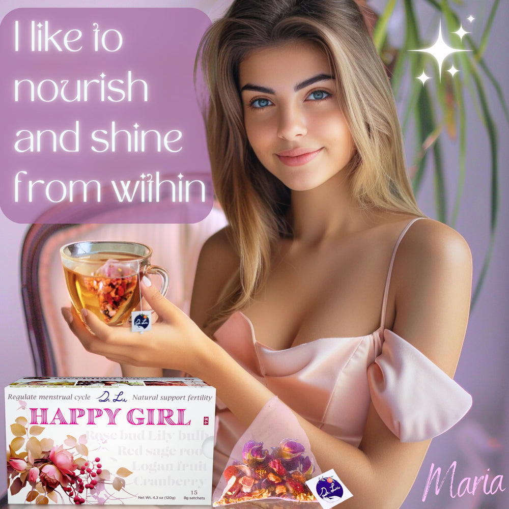 Dr. Lu Happy Girl Tea hot brew releases inviting steam and aroma.