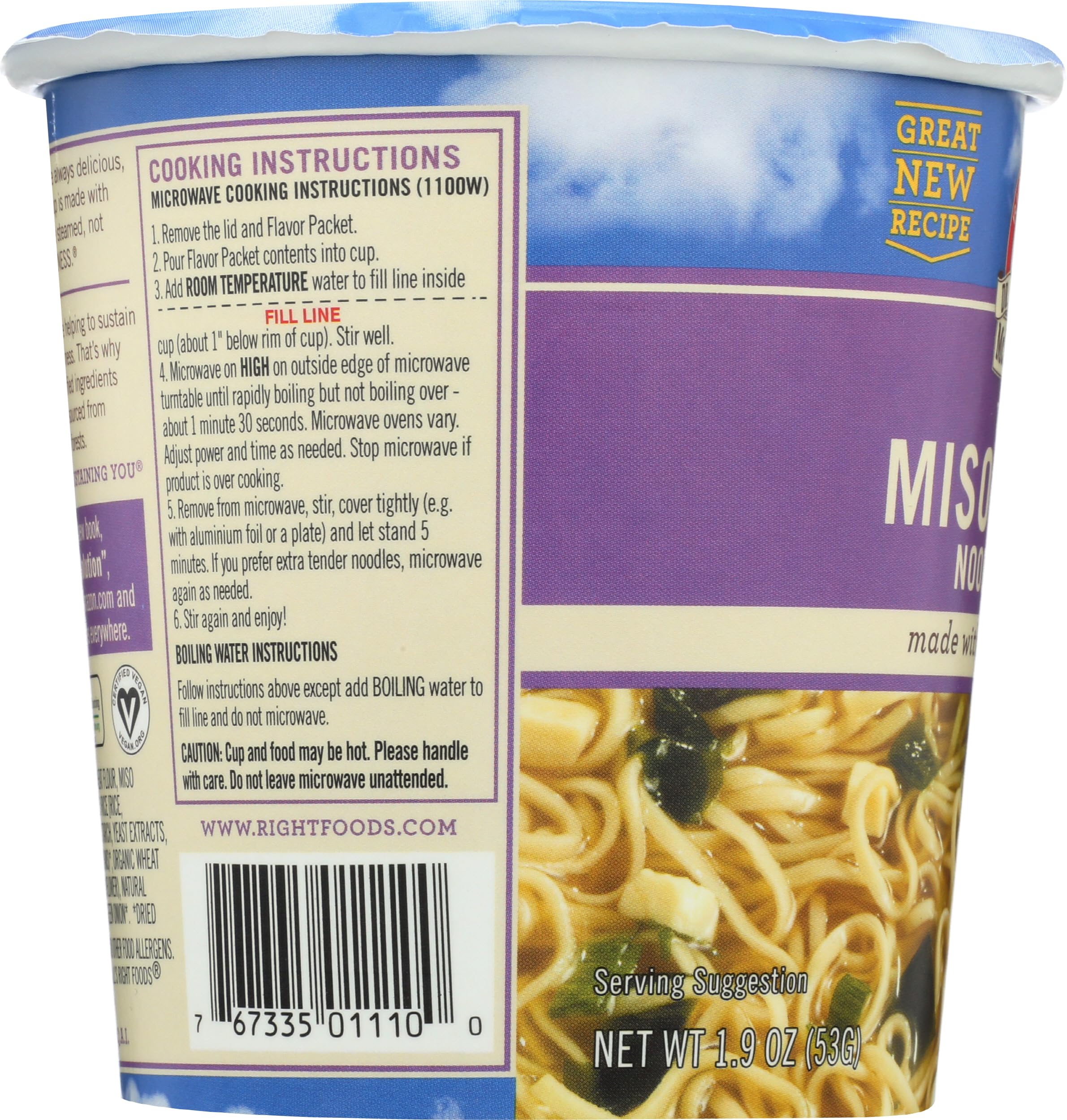 Dr. McDougall's Miso Big Soup Cup packaging for on-the-go meals