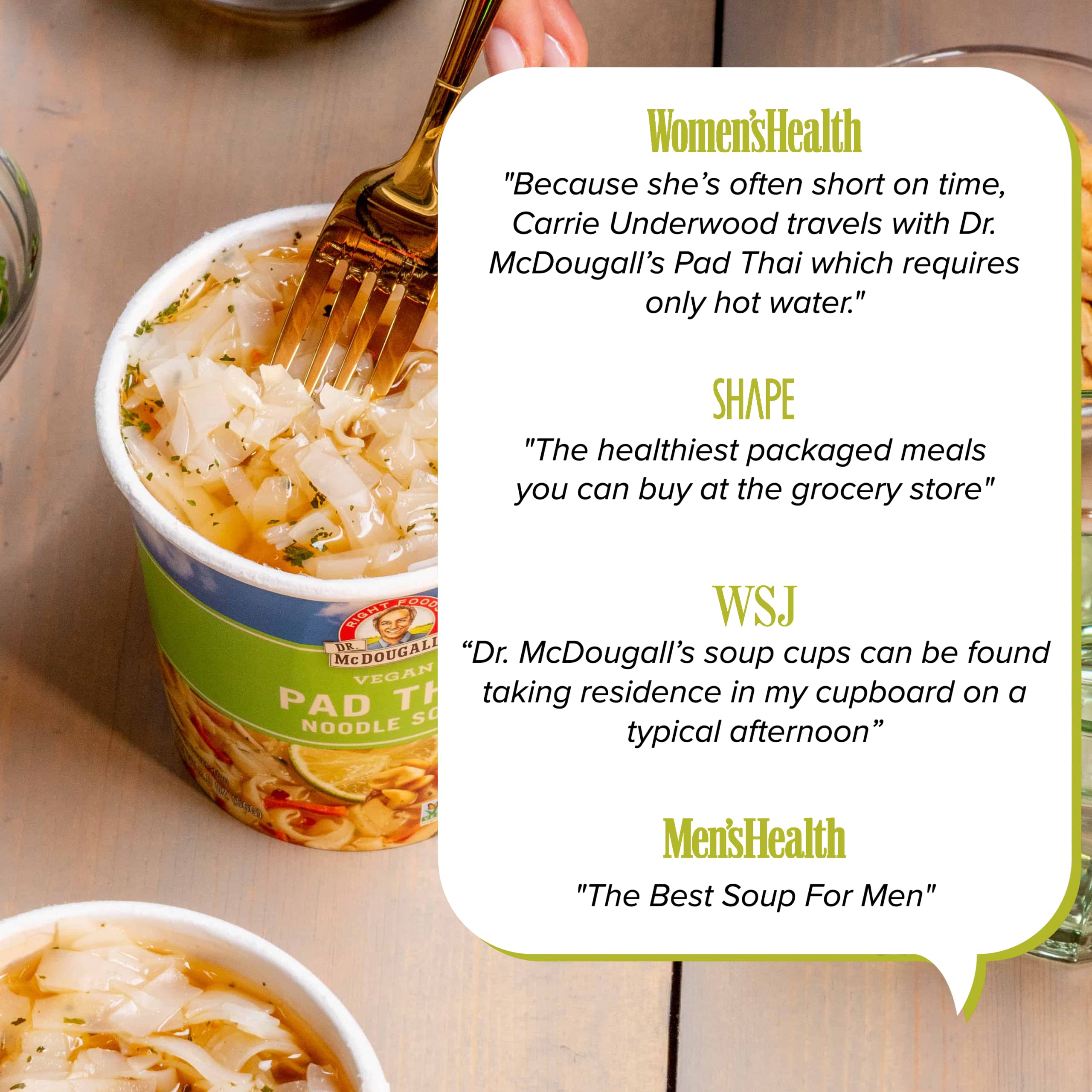 Dr. McDougall's Pad Thai Noodles, ready-to-serve bowl.