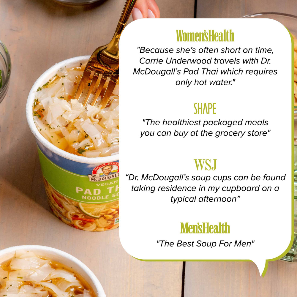 Dr. McDougall's Pad Thai Noodles, ready-to-serve bowl.