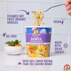 Sustainable packaging by Dr. McDougall's Right Foods supports eco-friendly meals.