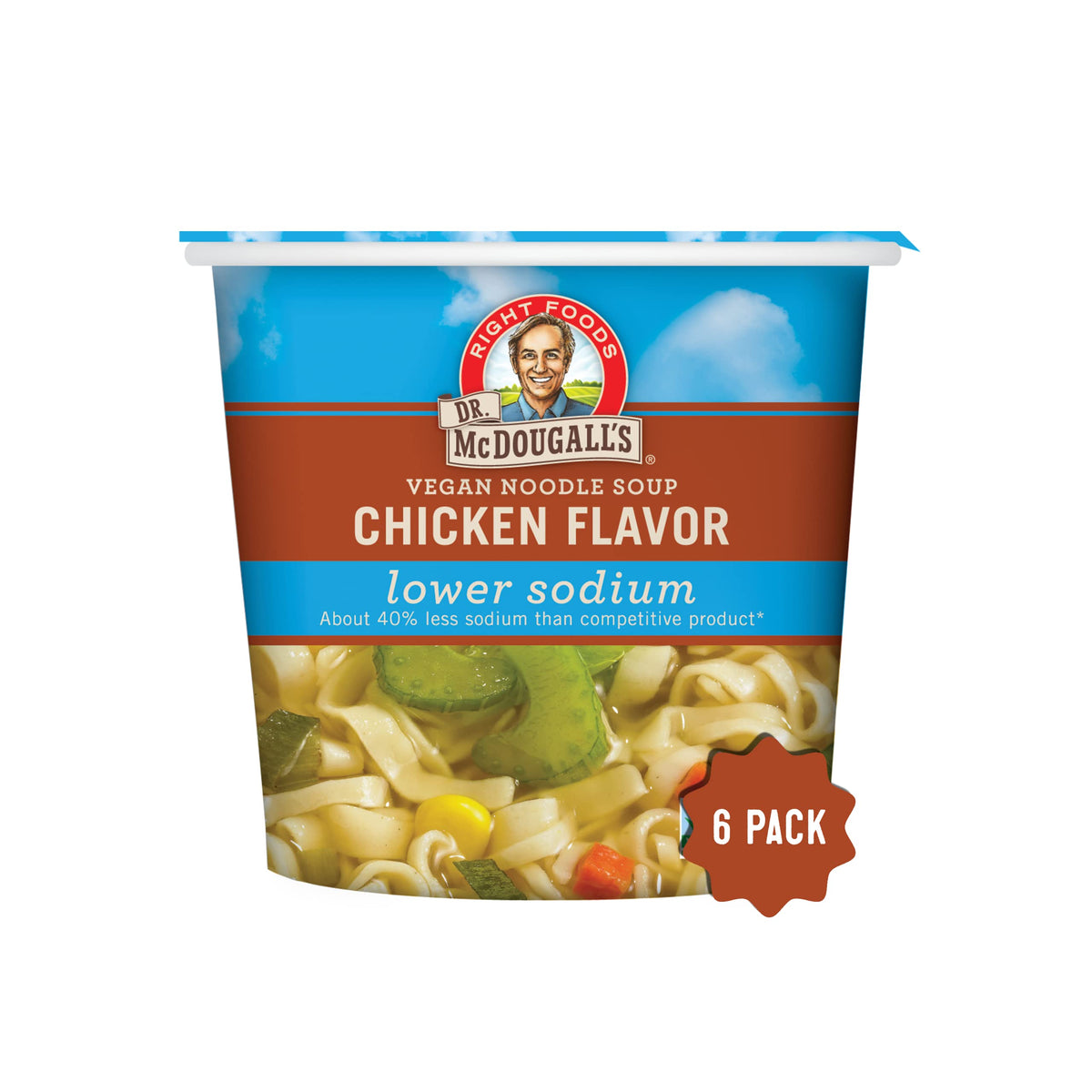 Dr. McDougall's vegan chicken soup cup with noodles for quick comfort