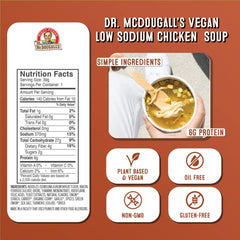 Open cup of Dr. McDougall's vegan chicken soup showing noodles