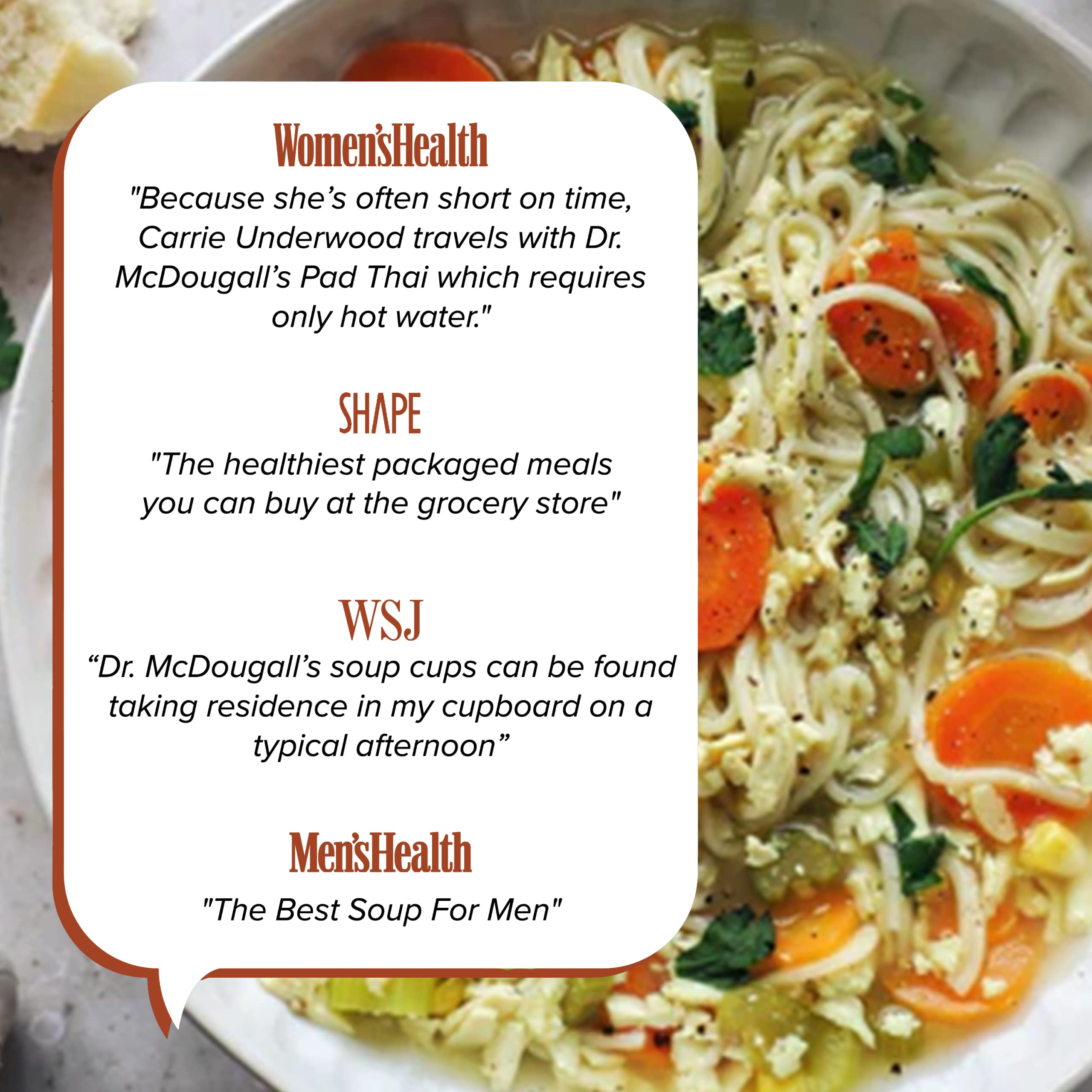 Eco-friendly packaging of Dr. McDougall's vegan chicken soup