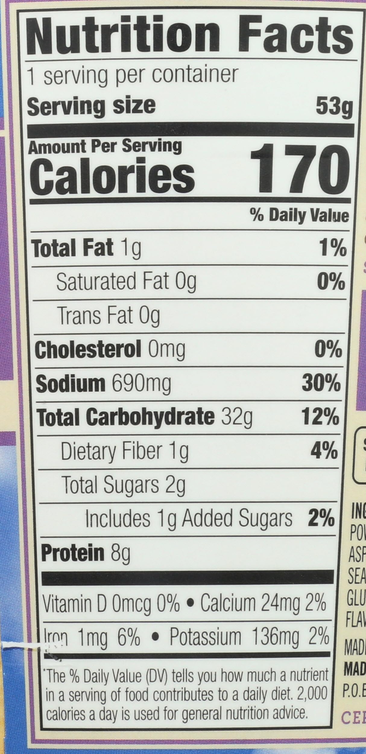 Dr. McDougall's Miso Cup vegan low-fat label close-up