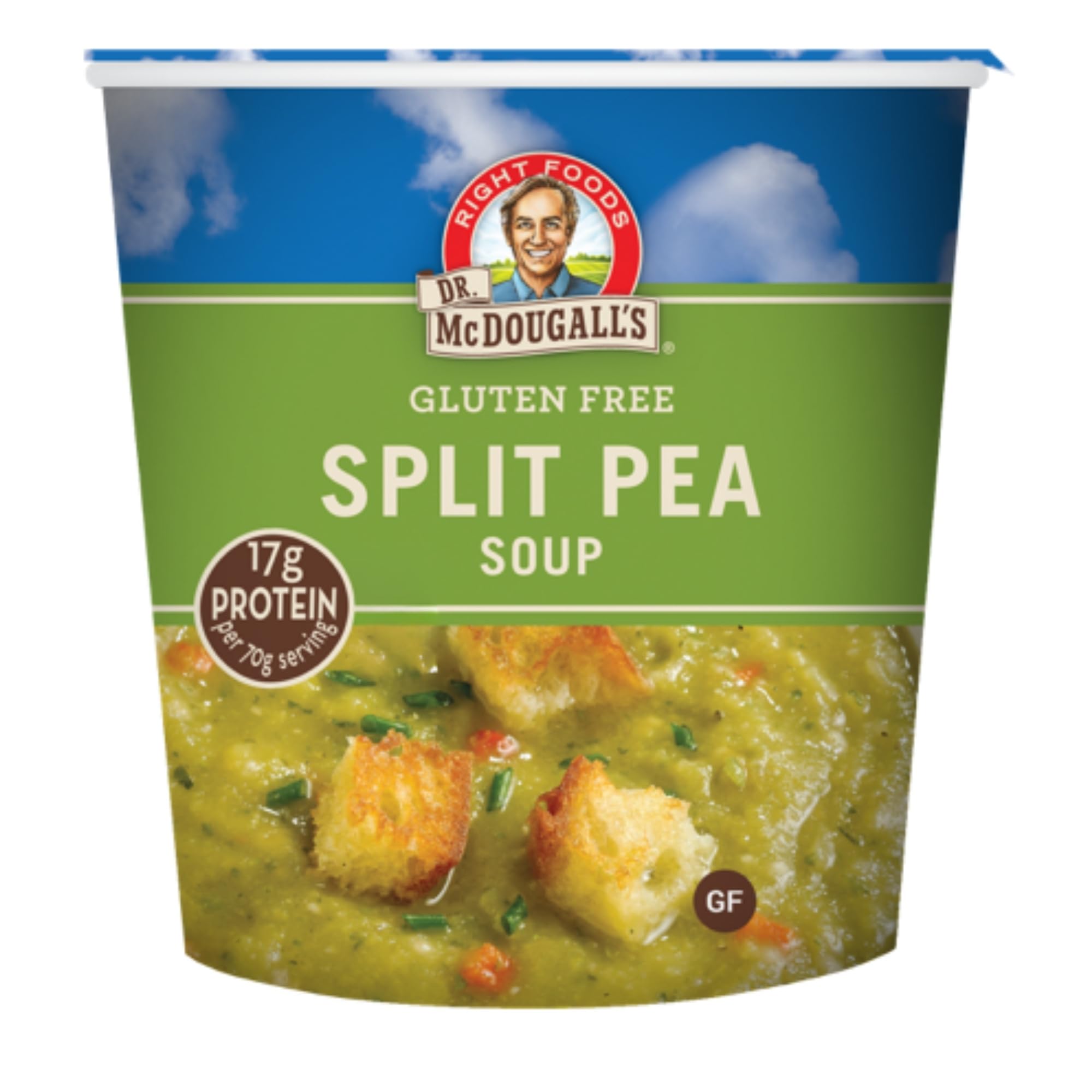 Dr. McDougall's vegan split pea cup with noodles — quick, plant-based nourishment for busy days.