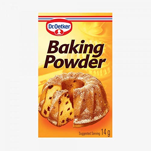 Dr. Oetker Baking Powder six-pack packets for reliable leavening in cakes, cookies, muffins